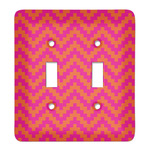 Pink & Orange Chevron Light Switch Cover (2 Toggle Plate)