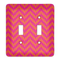 Pink & Orange Chevron Light Switch Cover (2 Toggle Plate)