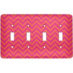 Pink & Orange Chevron Light Switch Cover (4 Toggle Plate)