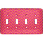 Pink & Orange Chevron Light Switch Cover (4 Toggle Plate)