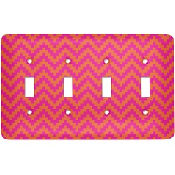 Pink & Orange Chevron Light Switch Cover (4 Toggle Plate)