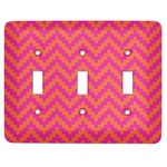 Pink & Orange Chevron Light Switch Cover (3 Toggle Plate)