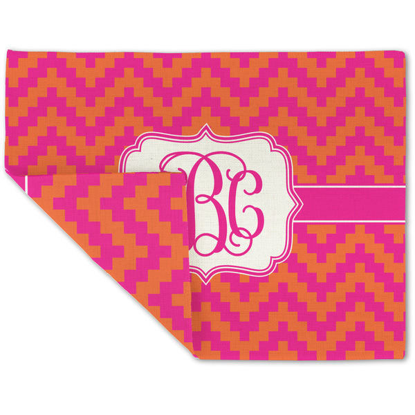 Pink & Orange Chevron Linen Placemat - Folded Corner (double side)