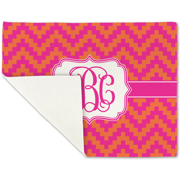 Pink & Orange Chevron Linen Placemat - Folded Corner (single side)