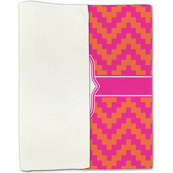 Pink & Orange Chevron Linen Placemat - Folded Half