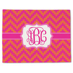 Pink & Orange Chevron Single-Sided Linen Placemat - Single w/ Monogram