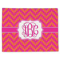 Pink & Orange Chevron Single-Sided Linen Placemat - Single w/ Monogram