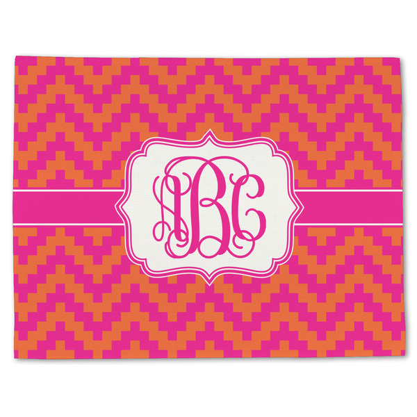 Pink & Orange Chevron Linen Placemat - Front