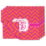 Pink & Orange Chevron Linen Placemat w/ Monogram