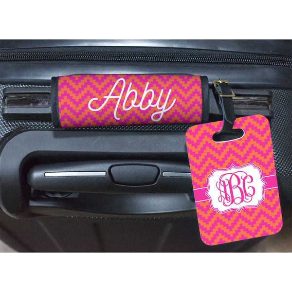 Pink & Orange Chevron Luggage Wrap & Tag