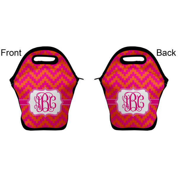 Pink & Orange Chevron Lunch Bag - Front and Back