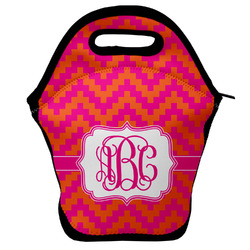Pink & Orange Chevron Lunch Bag w/ Monogram