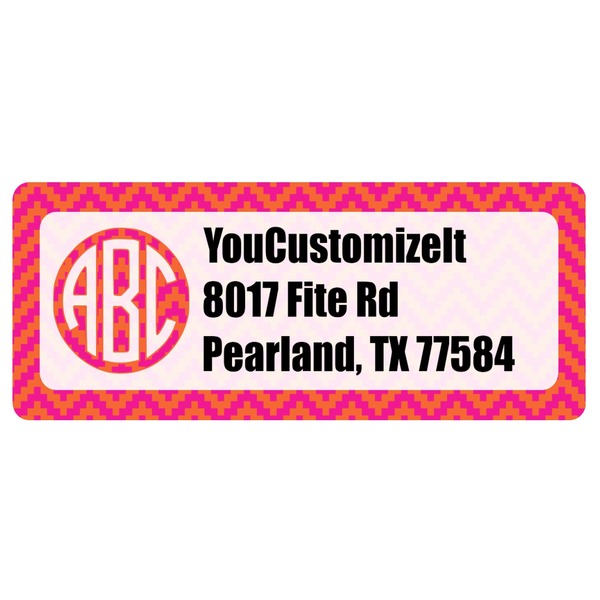Custom Pink & Orange Chevron Return Address Labels (Personalized)