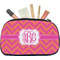 Pink & Orange Chevron Makeup / Cosmetic Bag - Medium (Personalized)