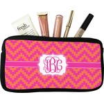 Pink & Orange Chevron Makeup / Cosmetic Bag - Small (Personalized)