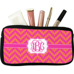 Pink & Orange Chevron Makeup / Cosmetic Bag (Personalized)