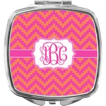 Pink & Orange Chevron Compact Makeup Mirror (Personalized)