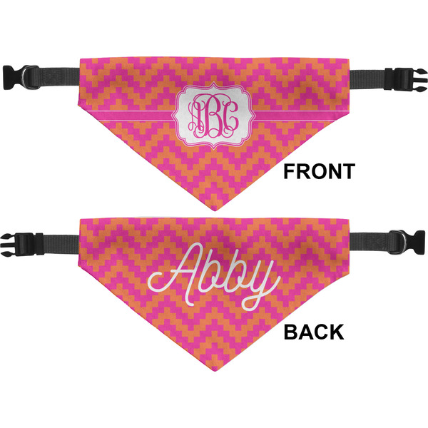 Pink & Orange Chevron Medium Dog Bandana Approval