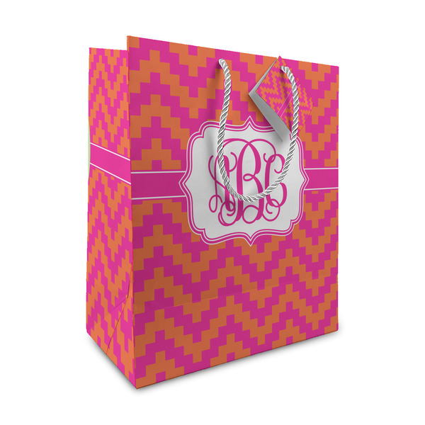 Custom Pink & Orange Chevron Medium Gift Bag (Personalized)