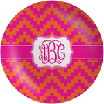Pink & Orange Chevron Melamine Plate (Personalized)