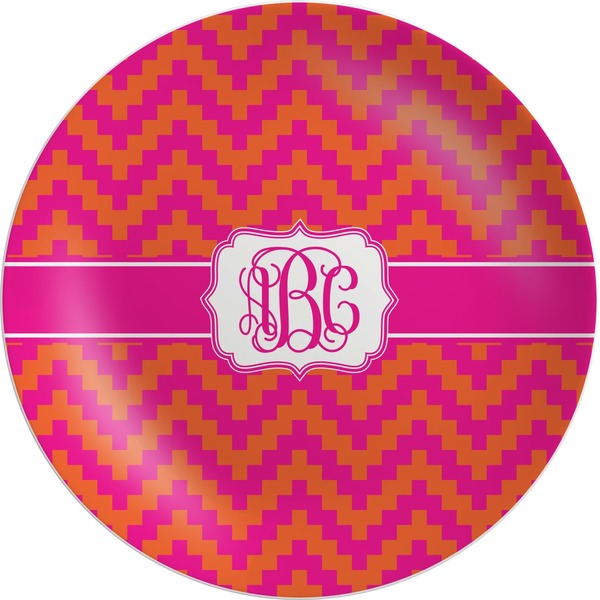Custom Pink & Orange Chevron Melamine Plate (Personalized)