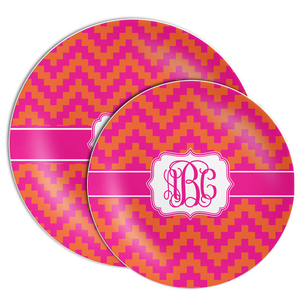 Pink & Orange Chevron Melamine Plates - PARENT/MAIN