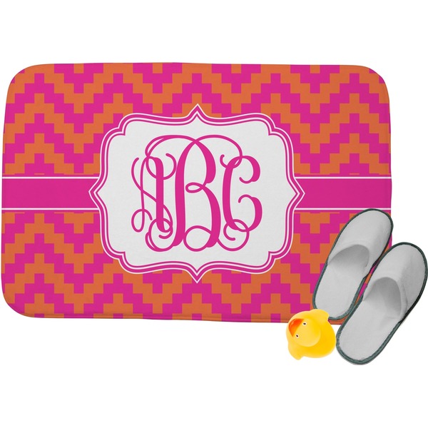 Custom Pink & Orange Chevron Memory Foam Bath Mat (Personalized)