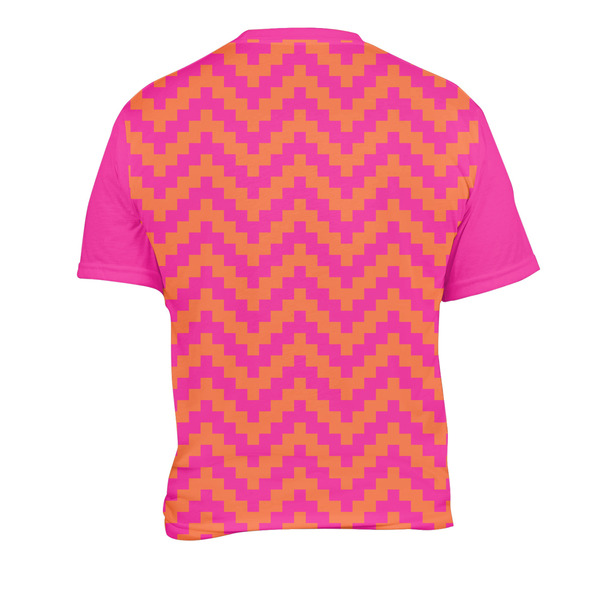 Pink & Orange Chevron Men's Crew Neck T Shirt Medium - Back