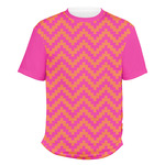 Pink & Orange Chevron Men's Crew T-Shirt - X Large