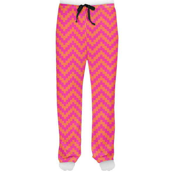 Pink & Orange Chevron Men's Pjs Front - on model