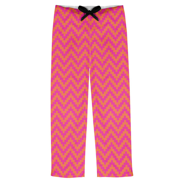 Custom Pink & Orange Chevron Mens Pajama Pants - S
