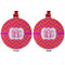 Pink & Orange Chevron Metal Ball Ornament - Front and Back