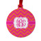 Pink & Orange Chevron Metal Ball Ornament - Double Sided w/ Monogram