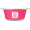 Pink & Orange Chevron Stainless Steel Dog Bowl - Large (Personalized)