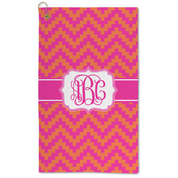 Pink & Orange Chevron Microfiber Golf Towel (Personalized)