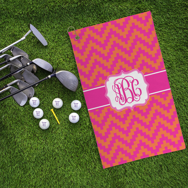 Pink & Orange Chevron Microfiber Golf Towels - LIFESTYLE