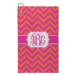 Pink & Orange Chevron Microfiber Golf Towel - Small (Personalized)