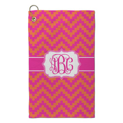 Pink & Orange Chevron Microfiber Golf Towel - Small (Personalized)