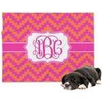 Pink & Orange Chevron Dog Blanket - Large (Personalized)