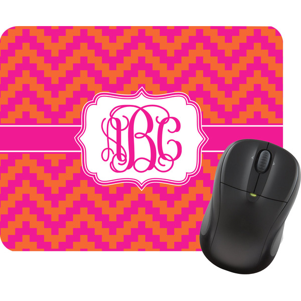 Custom Pink & Orange Chevron Rectangular Mouse Pad (Personalized)
