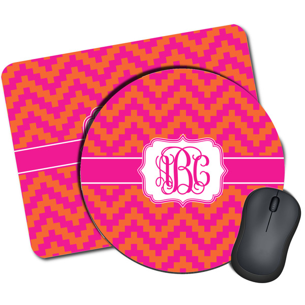 Custom Pink & Orange Chevron Mouse Pad (Personalized)