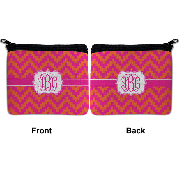 Pink & Orange Chevron Neoprene Coin Purse - Front & Back (APPROVAL)