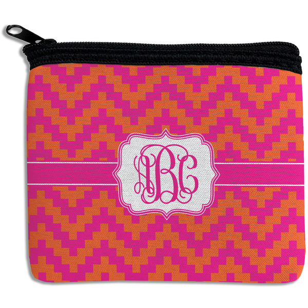 Custom Pink & Orange Chevron Rectangular Coin Purse (Personalized)