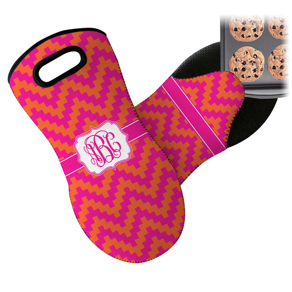 Pink & Orange Chevron Neoprene Oven Mitt