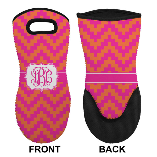 Pink & Orange Chevron Neoprene Oven Mitt (Front & Back)