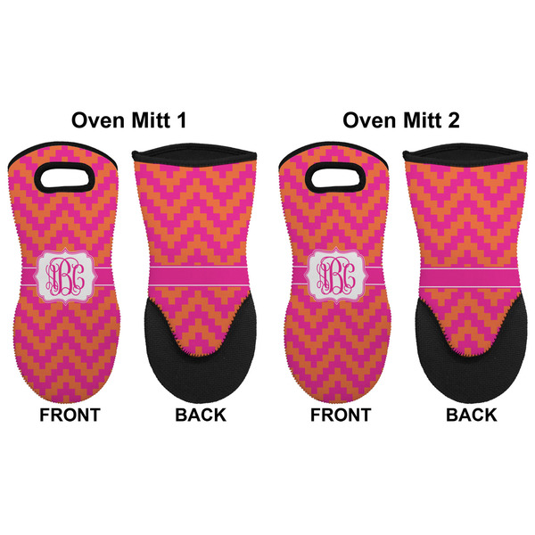 Pink & Orange Chevron Neoprene Oven Mitt - Set of 2 - Approval