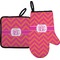 Pink & Orange Chevron Oven Mitt & Pot Holder Set w/ Monogram
