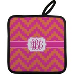 Pink & Orange Chevron Pot Holder w/ Monogram