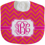 Pink & Orange Chevron Velour Baby Bib w/ Monogram