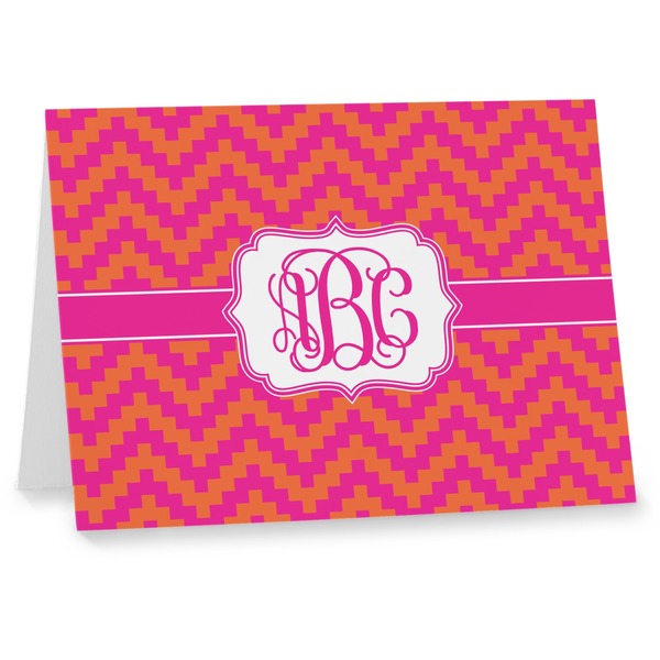 Custom Pink & Orange Chevron Note cards (Personalized)